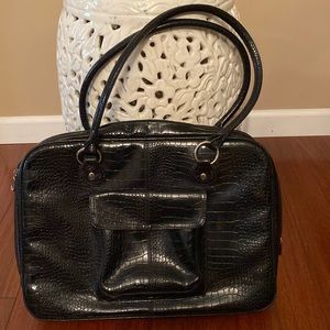 Black faux leather laptop